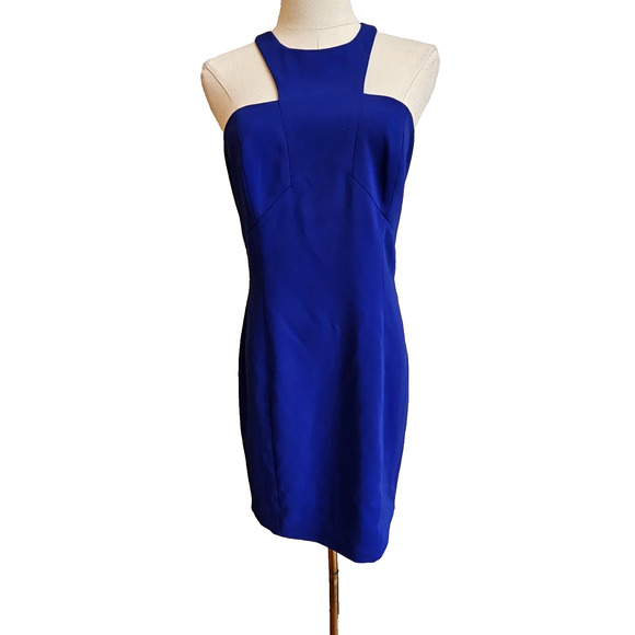 JAY GODFREY Viola Dress Cobalt Blue Cutout Back Cocktail Holiday Mini Dress Sz 6 - Picture 1 of 5